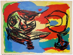 Karel Appel - Heads in a colourful landscape, litho kopen? Bied vanaf 595!