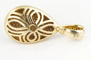 62- Elegante geel-gouden 14 karaats "druppel" hanger - met ca. 0.60ct diamant kopen? Bied vanaf 320!