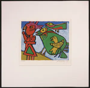 Corneille - Litho, Femme et oiseaux kopen? Bied vanaf 100!