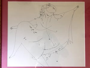 Theo van der Nahmer - Abstract Figuur - Tekening, Ingelijst kopen? Bied vanaf 90!