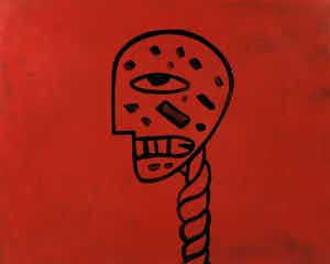 Truong Tan - Beschilderd paneel, Figuur in rood verkocht voor € 500!