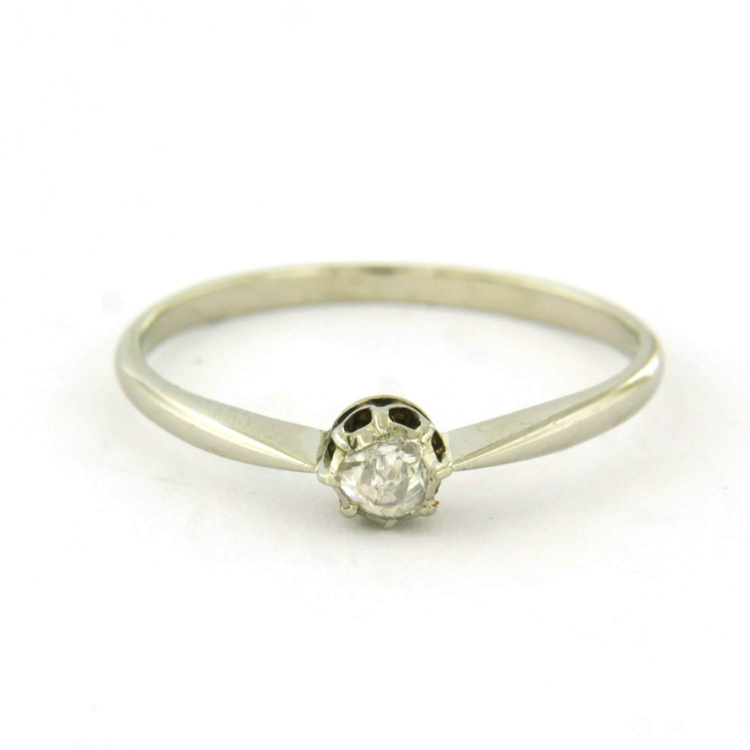 14k witgouden ring met roos geslepen diamant tot. 0.10ct kopen? Bied vanaf 130!