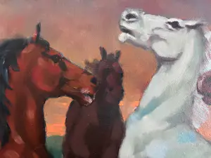 Onbekend - Schilderij met paarden kopen? Bied vanaf 20!