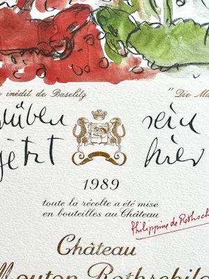 Georg Baselitz - Die Mauer, litho ontwerp voor Chateau Mouton Rothschild 1989 kopen? Bied vanaf 35!