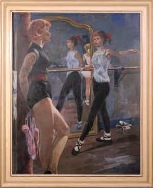 Harry Maas - Olieverf op doek, Battement tendu à la quatrième devant - Ingelijst verkocht voor € 650!