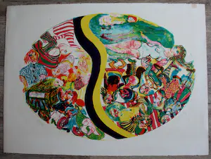 Jacqueline de Jong - Litho: Compositie met veel beeldelementen kopen? Bied vanaf 59!