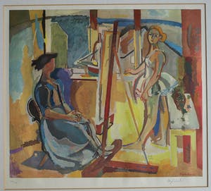 Max Hegetschweiler - Kunst-Schoolplaat V.AE.V.O. , “Ballerina als model” - ca 1965 kopen? Bied vanaf 1!