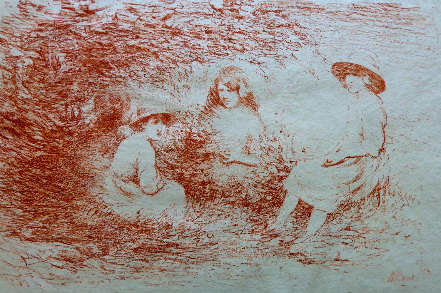 Willem Matthijs Maris - ZITTENDE MEISJES / KLEURLITHO / 41x59cm verkocht voor € 50!