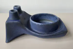 Keramische industrie Loré - Zeldzame Brutalistisch planter/duo solifleur vaas B77 by Matt Camps kopen? Bied vanaf 85!