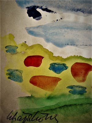 Gerard Schaperkotter - 1994 - Lyrisch Abstract Aquarel "Hollands landschap" gesigneerd kopen? Bied vanaf 32!