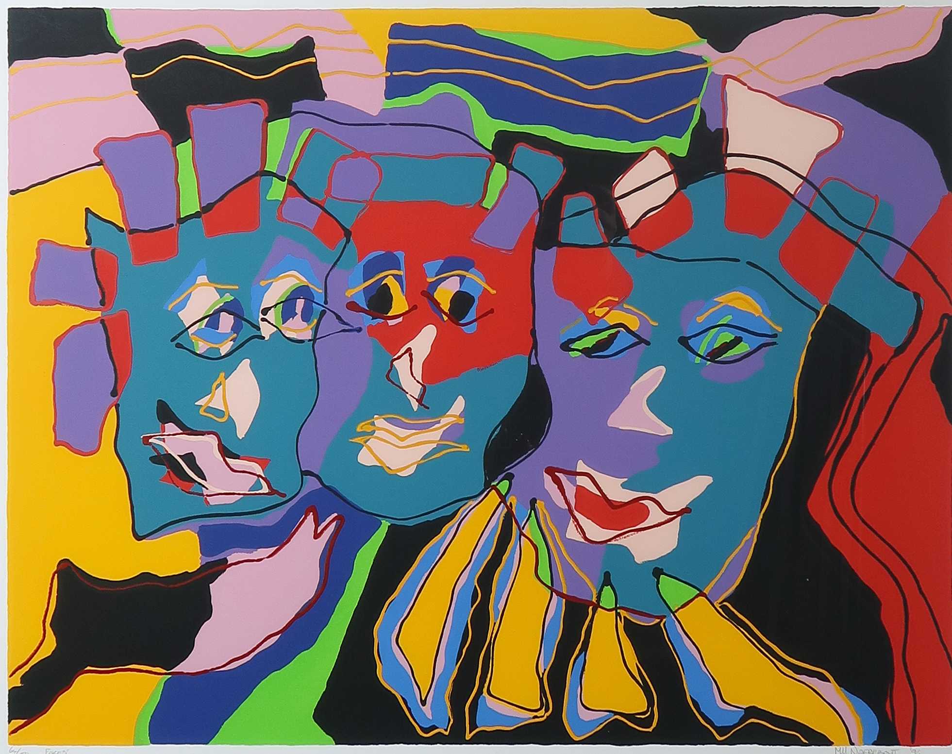 Marianne Naerebout - Zeefdruk, Faces - Ingelijst kopen? Bied vanaf 60!