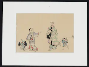 Niet of onleesbaar gesigneerd - Japanse inkttekening, ca. 1850/1870, "Fuzoku-zu" kopen? Bied vanaf 1!