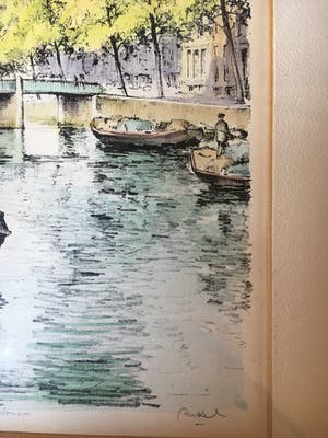 Niet of onleesbaar gesigneerd - Onduidelijke signatuur : Aquarel / tekening – Westertoren - Ingelijst kopen? Bied vanaf 1!