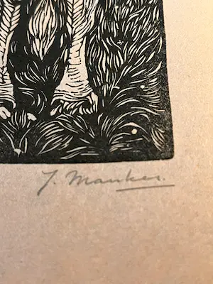 Jan Mankes - ** Prijs verlaagd** Handgesigneerde houtsnede Koemelkster 1914 op oudroze papier kopen? Bied vanaf 160!