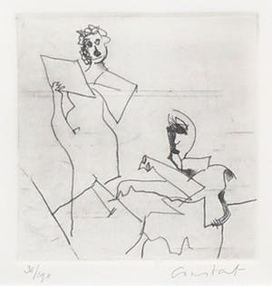 Constant - Ets en aquatint, Zangeres bij pianist - Ingelijst kopen? Bied vanaf 260!