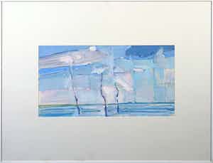 Paul Overhaus - Gouache op papier, Oosterschelde IV - Ingelijst verkocht voor € 50!