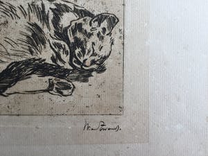 Willem de Zwart - Ets met 4 poezen kopen? Bied vanaf 75!