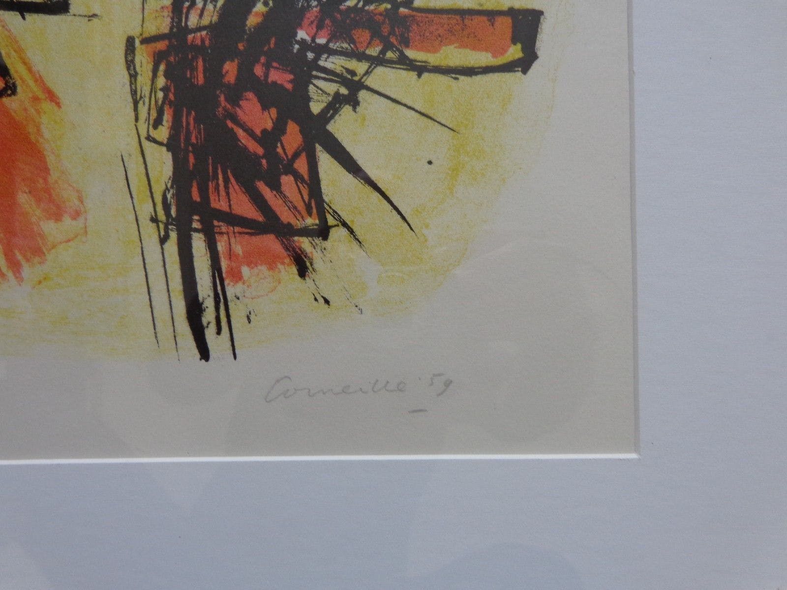 Corneille - ABSTRACTIE / KLEURLITHO / 61x51cm / KADER / SIG / 1959 kopen? Bied vanaf 245!