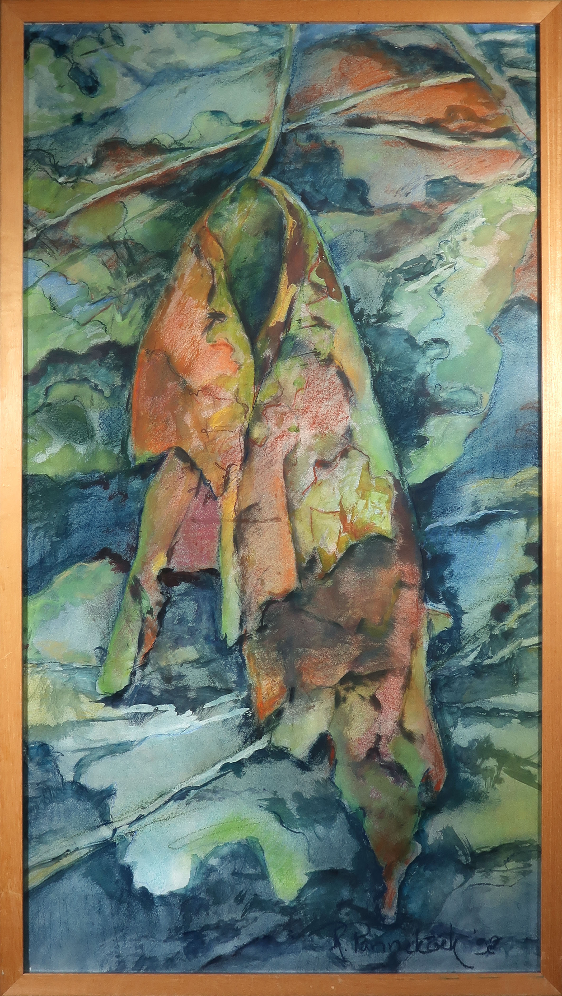 Ria Pannekoek - Gouache en krijt, Macleaija IV - Ingelijst (Groot) verkocht voor € 60!