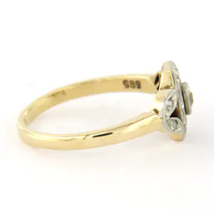 14k bicolour gouden ring bezet met roos geslepen diamant tot. 0.20ct kopen? Bied vanaf 360!