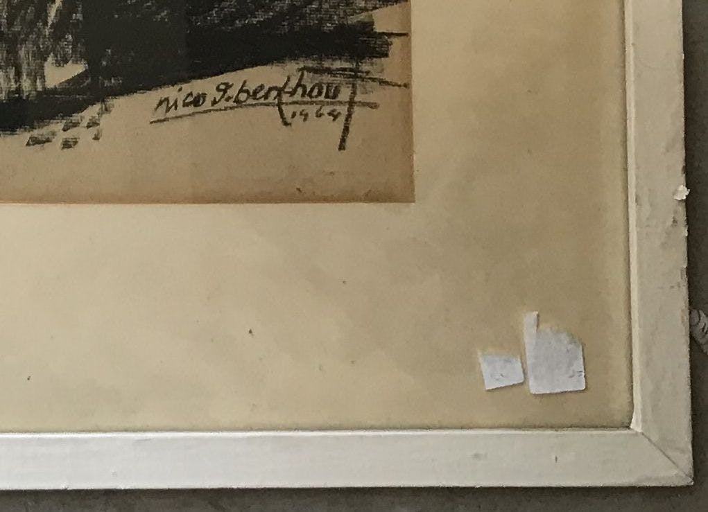 Nico Berkhout - stilleven, krijttekening, gesigneerd en gedateerd kopen? Bied vanaf 1!