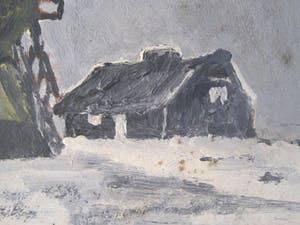 Niet of onleesbaar gesigneerd - Stellingmolen in winterlandschap. kopen? Bied vanaf 1!