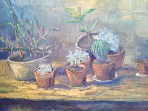 Leo Johannes van Gemert - Stilleven met cactussen en vetplanten. verkocht voor € 1!