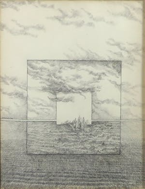 Niet of onleesbaar gesigneerd - Potloodtekening, Zonder titel - Ingelijst kopen? Bied vanaf 1!