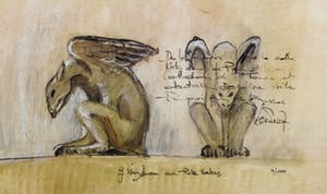 Niet of onleesbaar gesigneerd - Offset, Griffioenen (set van 2) kopen? Bied vanaf 10!