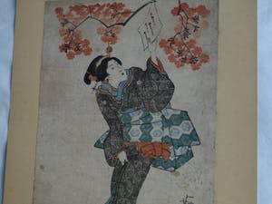 Niet of onleesbaar gesigneerd - Japanse prent, “Vrouw met brief” - aquarelverf en inkt op papier kopen? Bied vanaf 10!