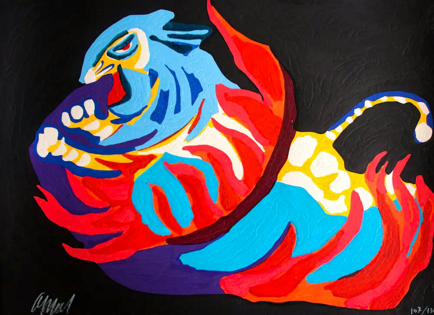 Karel Appel - Houtdruk met carborundum: Circus serie: Tigre de papier - 1978 kopen? Bied vanaf 1999!