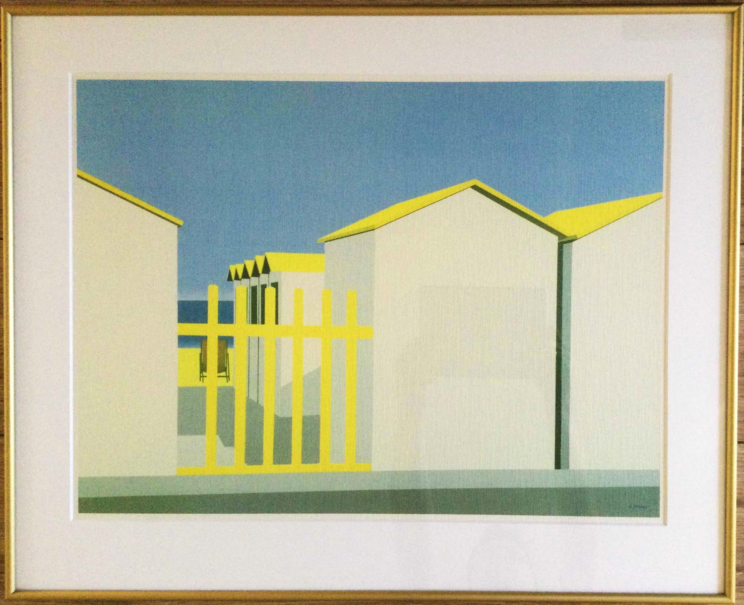Vittorio Stoppa - strand Knokke | offset litho - ingelijst verkocht voor € 35!