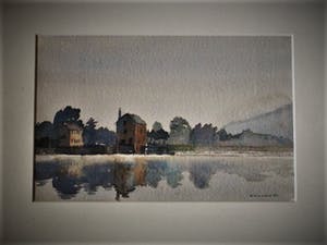 Michiel Kranendonk - Ruudt Wackers Academie - Sfeervolle AQUAREL "Sluis bij Mayenne" kopen? Bied vanaf 1!