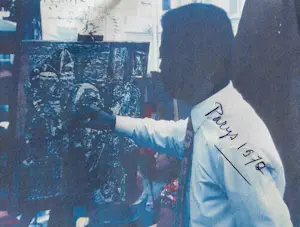 George Ebrin Adingra - Abstract portret met overlappende figuren, Parijs 1970 kopen? Bied vanaf 140!