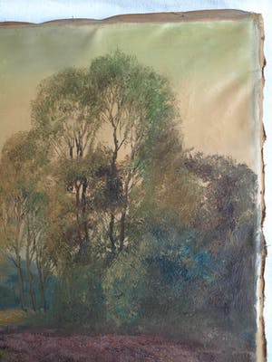 Lambertus de Jong - Olieverfverf op doek , Landschap met heide – 1956 – spieraam 60 x 80 cm. kopen? Bied vanaf 1!
