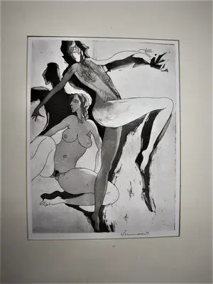 Theo Beerendonk - jaren 60 - Fraaie Ets/Aquatint - E.A. exemplaar - "twee naakten" gesigneerd kopen? Bied vanaf 52!