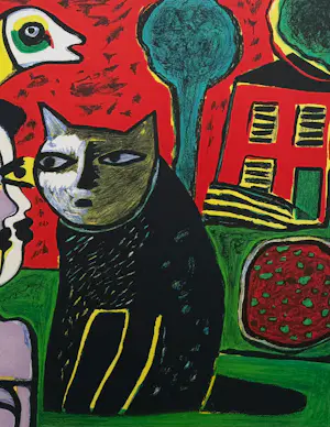 Corneille - handgesigneerde kleurenlitho | 'La maison rouge' | 2002 (INGELIJST) kopen? Bied vanaf 350!