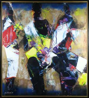 Willem van Scheijndel - Acryl op doek, Zonder titel - Ingelijst (Groot) verkocht voor € 600!