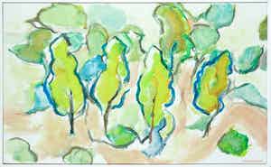 Paul Overhaus - Olieverf op doek, Bomen Portugal II - Ingelijst verkocht voor € 70!