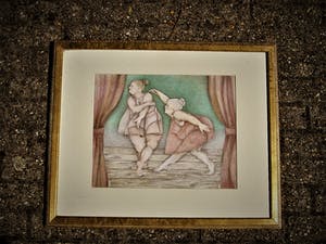Niet of onleesbaar gesigneerd - Karikaturale & gesigneerde Pasteltekening "Ballerina's" - Fraai ingelijst! kopen? Bied vanaf 1!