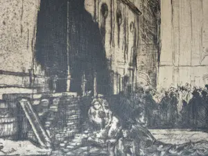 Frank Brangwyn - ets 6/20 - Sint-Niklaaskerk te Diksmuide, gesingeerd kopen? Bied vanaf 185!