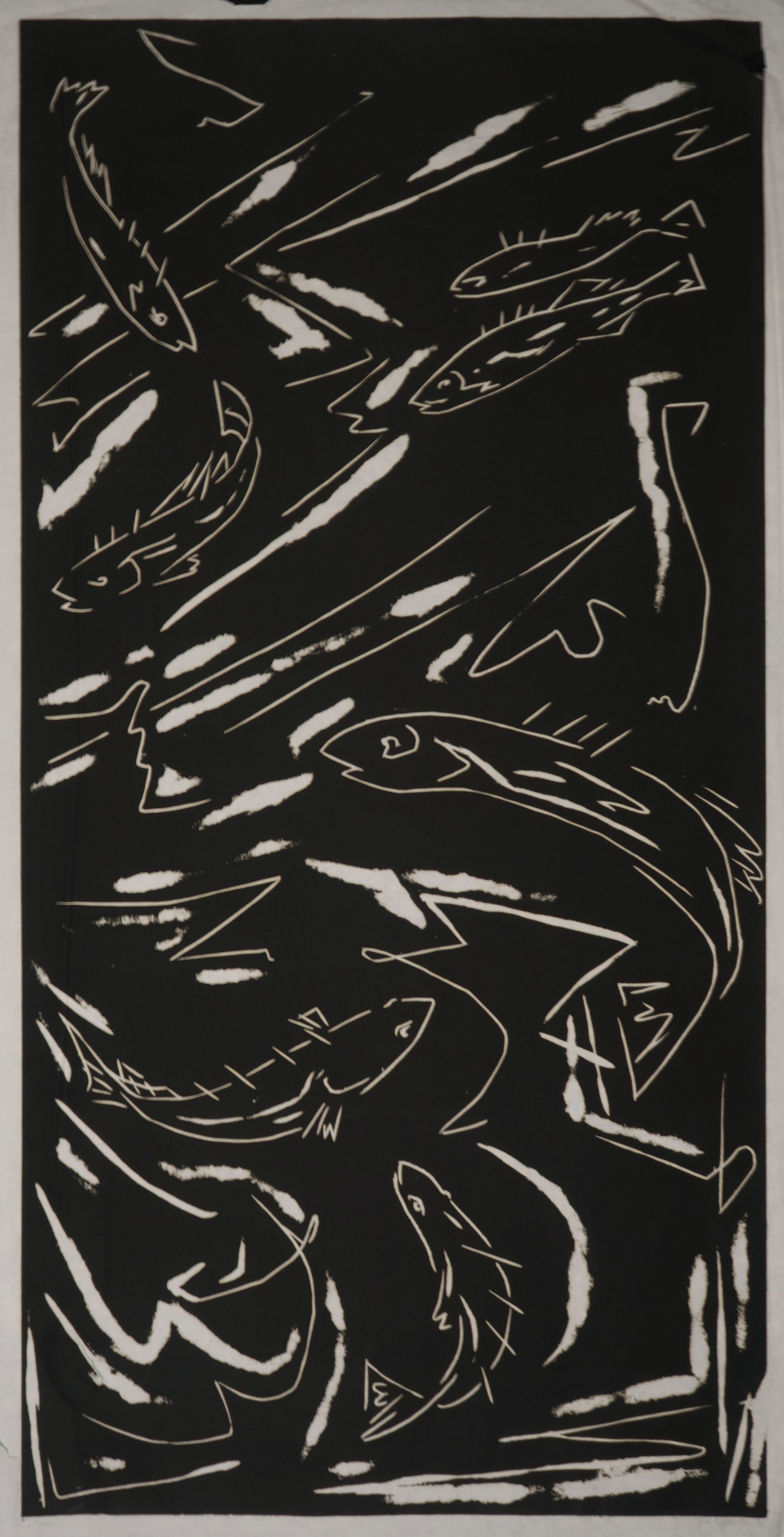 Joan Gijsbers - Lino op Japans papier, Vissen (Groot) kopen? Bied vanaf 1!