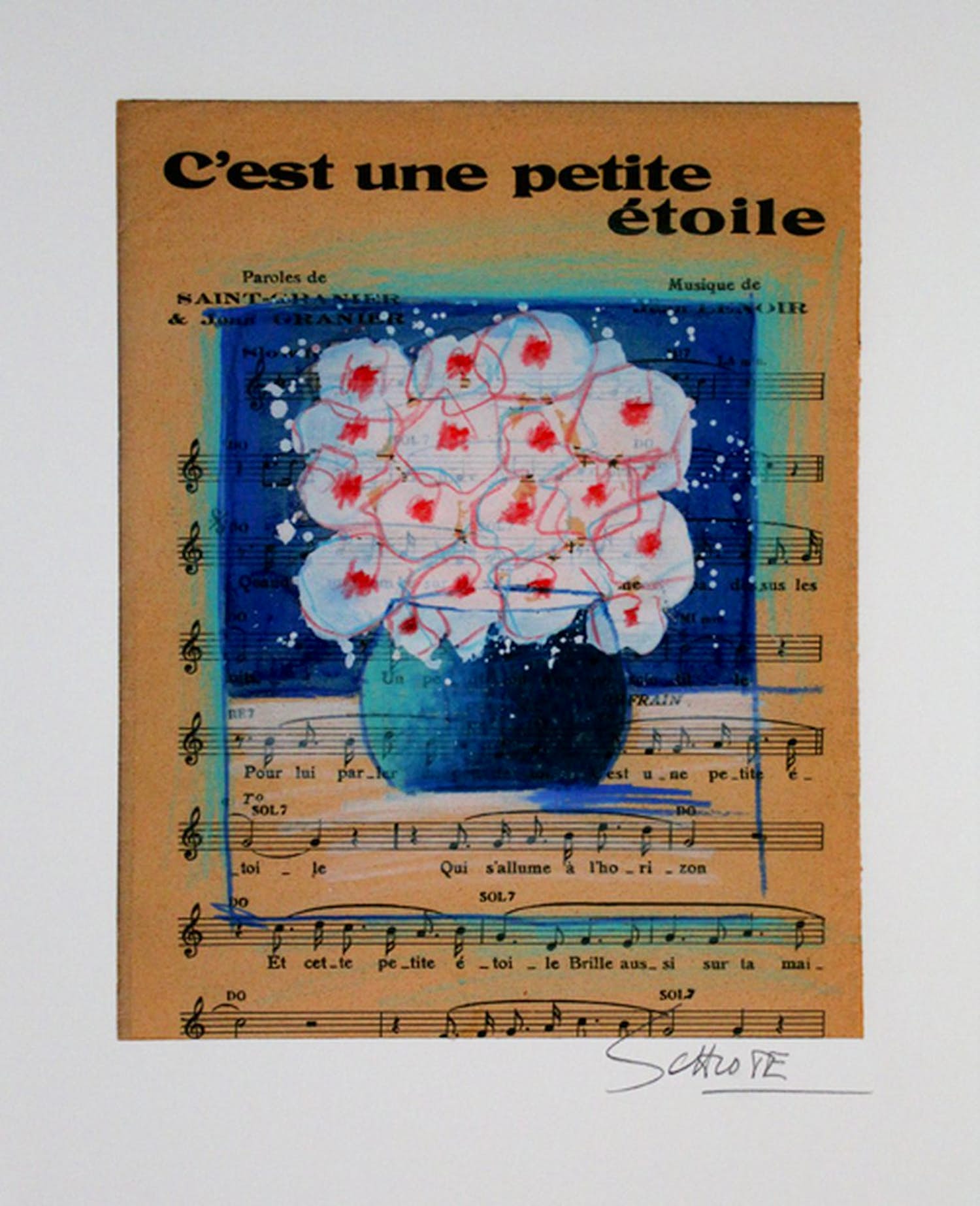 Wilhelm Schlote - Kleurengiclee C,EST UNE PETITE ETOILE Handgesigneerd verkocht voor € 39!