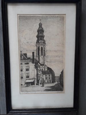 Niet of onleesbaar gesigneerd - Lange Jan te Middelburg, R van Miert. kopen? Bied vanaf 1!