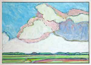 Paul Overhaus - Olieverf op doek, Grijze wolk - Ingelijst verkocht voor € 100!