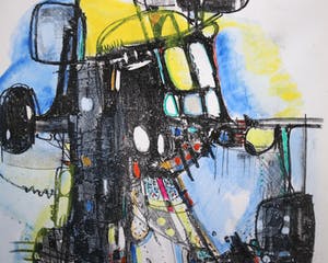 Gerard Grassere - Abstract, ingekleurde grafiek, 1/16, 55x47,5cm kopen? Bied vanaf 30!