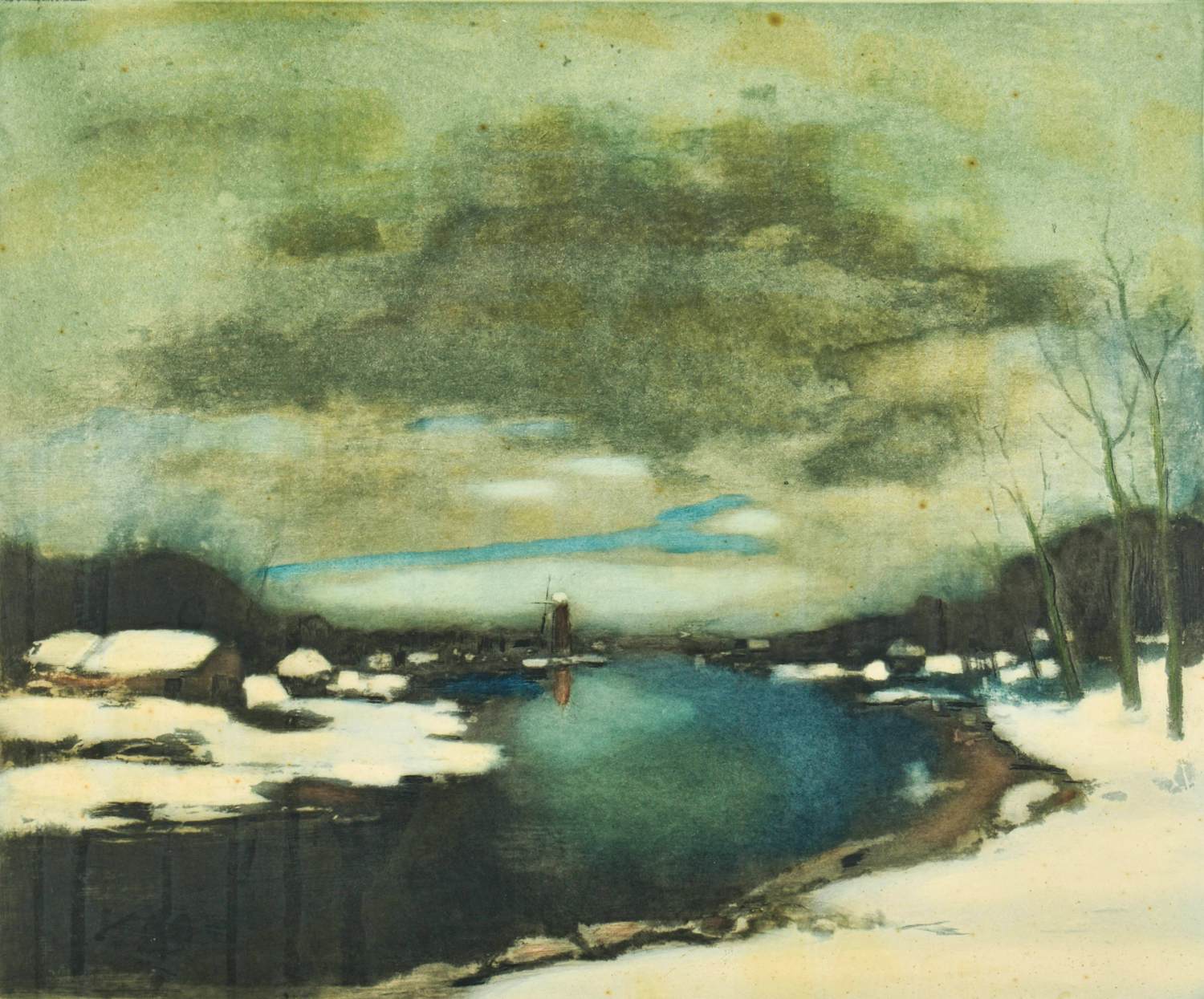Albert Saverys - Winters rivierlandschap kopen? Bied vanaf 80!