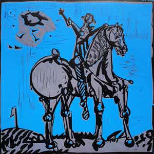 Willem Snitker - Don Quichot, linosnede verkocht voor € 60!