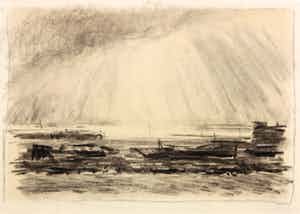 Wim Steijn - Krijttekening, Landschap verkocht voor € 35!