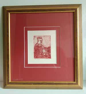 Marcel Schellekens - rode ets, 'vrouw met kalkoen', kan zo aan de muur verkocht voor € 85!